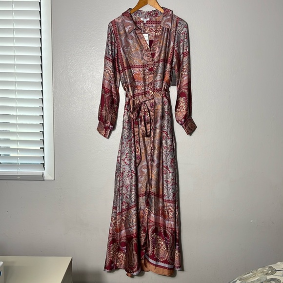 NWT BTFL-Life Long Sleeve Maxi Shirt Dress Sz S Beautiful - Picture 7 of 11